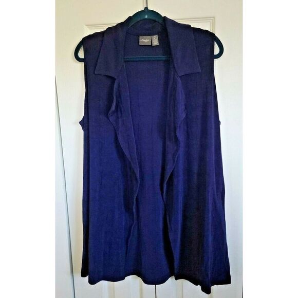 Chico's Travelers 2 L Open Vest Stretch Sleeveless Purple Slinky No Wrinkle - Picture 1 of 6